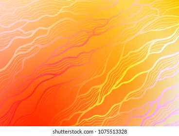 Light Yellow, Orange vector indian curved background. Blurred decorative design in Indian style with Zen tangles. The pattern can be used for coloring books and pages for kids.