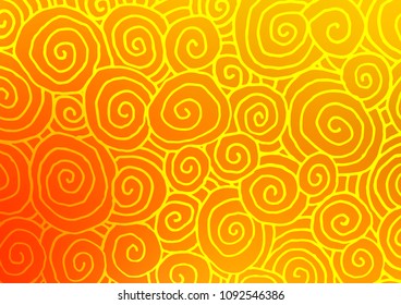 Light Yellow, Orange vector indian curved template. Brand-new colored illustration in blurry style with doodles. The completely new template can be used for your brand book.
