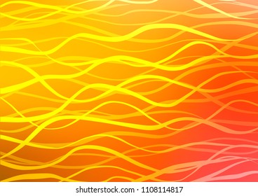 Light Yellow, Orange vector indian curved background. Doodles on blurred abstract background with gradient. The pattern can be used for coloring books and pages for kids.