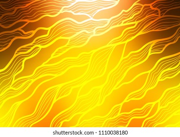 Light Yellow, Orange vector indian curved background. Modern geometrical abstract illustration with doodles. Hand painted design for web, leaflet, textile.