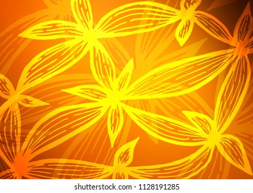 Light Yellow, Orange vector indian curved background. Modern geometrical abstract illustration with doodles. Brand-new style for your business design.