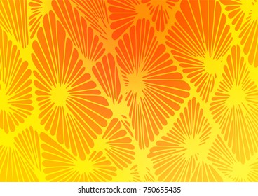 Light Yellow, Orange vector indian curved template. Glitter abstract illustration with doodles and Zen tangles. The pattern can be used for wallpapers and coloring books.