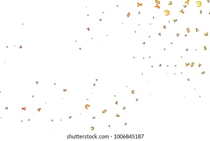 Light Yellow, Orange vector layout with banking symbols. Shining colored illustration with EUR, USD, JPY signs. The pattern can be used as ads, poster, banner for payments.