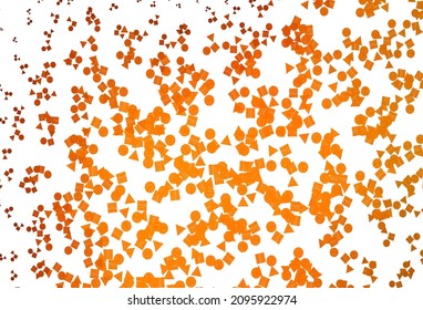 Diseño vectorial amarillo claro, naranja con círculos, líneas, rectángulos. Decoración de estilo abstracto con líneas, puntos, cubos. El patrón se puede usar para sitios web.
