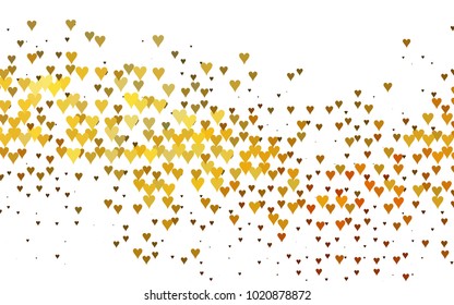 Light Yellow, Orange vector lovely background with hearts. Valentines greeting card with cute hearts. Abstract pattern for your design, website, ad.