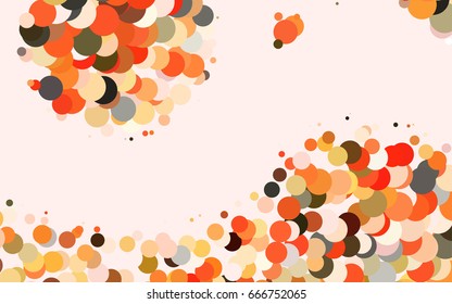 Light Yellow, Orange vector modern geometrical circle abstract background. Dotted texture template. Geometric pattern in halftone style with gradient. 