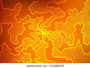 Light Yellow, Orange vector pattern with bent ribbons. Shining illustration, which consist of blurred lines, circles. Pattern for your business design.