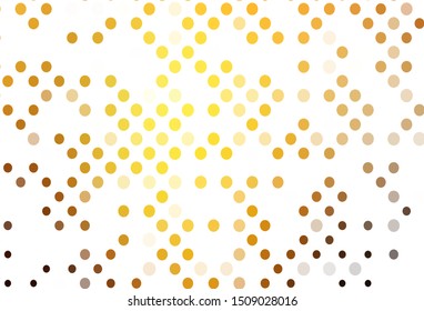 Light Yellow, Orange vector pattern with spheres. Abstract illustration with colored bubbles in nature style. Pattern of water, rain drops.