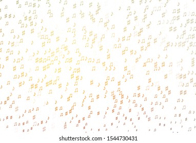Light Yellow, Orange vector pattern with music elements. Shining illustration of colorful gradient music notes. Pattern for school ad, booklets.