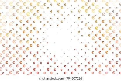 Light Yellow, Orange vector pattern with symbols of Euro. Shining colored illustration with Euro signs, EUR. Smart design for your business advert of economic, wealth.