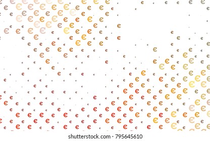 Light Yellow, Orange vector pattern with symbols of Euro. Shining illustration with signs of Euro on abstract template. The pattern can be used for ad, booklets, leaflets of banks.