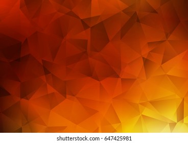 Light Yellow, Orange vector polygonal template. Triangular geometric sample with gradient.  The best triangular design for your business.