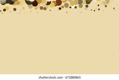Light Yellow, Orange vector red banner with set of circles, dots. Donuts Background. Creative Design Template. Technological halftone illustration.
