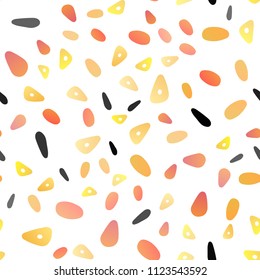 Light Yellow, Orange vector seamless texture in triangular style with circles. Decorative design in abstract style with lines, dots. Pattern for commercials.