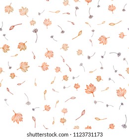 Light Yellow, Orange vector seamless sketch pattern. Brand new colored illustration with leaves. The template for background of cell phones.