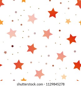 Light Yellow, Orange vector seamless template with sky stars. Shining colored illustration with stars. The template can be used as a background.