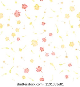 Light Yellow, Orange vector seamless hand painted pattern. leaves on elegant natural pattern with gradient. The template for background of cell phones.