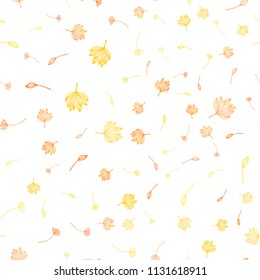 Light Yellow, Orange vector seamless sketch texture. Sketchy doodles with leaves on white background. New template for your business design.