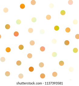 Light Yellow, Orange vector seamless background with bubbles. Beautiful colored illustration with blurred circles in nature style. Pattern can be used as texture of water, rain drops.