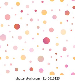 Light Yellow, Orange vector seamless pattern with spheres. Blurred decorative design in abstract style with bubbles. New design for ad, poster, banner of your website.