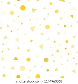 Light Yellow, Orange vector seamless pattern in polygonal style with circles. Glitter abstract illustration with spheres, triangular lines. Pattern for design of fabric, wallpapers.