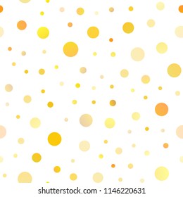 Light Yellow, Orange vector seamless pattern with spheres. Blurred decorative design in abstract style with bubbles. Beautiful design for your business natural advert.