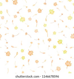 Light Yellow, Orange vector seamless hand painted background. Creative illustration in blurred style with leaves. The best blurred design for your business.