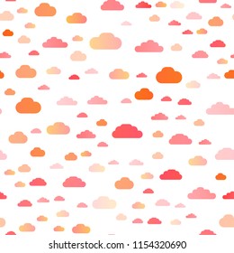 Light Yellow, Orange vector seamless texture with cloudy sky. Illustration with abstract gradient clouds. Pattern for trendy fabric, wallpapers.