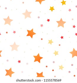 Light Yellow, Orange vector seamless pattern with christmas stars. Decorative shining illustration with stars on abstract template. The template can be used as a background.