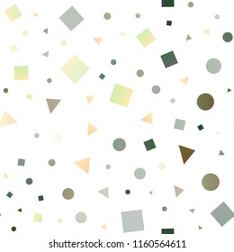 Light Yellow, Orange vector seamless backdrop with lines, circles, rhombus. Abstract illustration with colorful dots, lines, cubes. Pattern for design of window blinds, curtains.