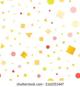 Light Yellow, Orange vector seamless backdrop with lines, circles, rhombus. Circles, lines, rhombus with colorful gradient. Pattern for design of window blinds, curtains.