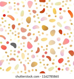 Light Yellow, Orange vector seamless pattern with spheres. Glitter abstract illustration with blurred drops of rain. Pattern for design of fabric, wallpapers.