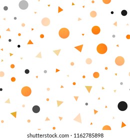 Light Yellow, Orange vector seamless pattern in polygonal style with circles. Beautiful illustration with circles, triangles in nature style. Trendy design for wallpaper, fabric makers.