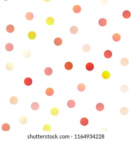 Light Yellow, Orange vector seamless pattern with spheres. Beautiful colored illustration with blurred circles in nature style. The pattern can be used for beautiful websites.