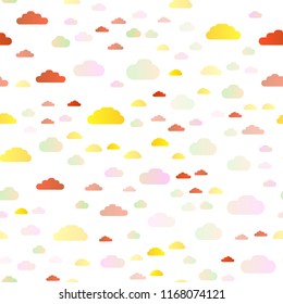 Light Yellow, Orange vector seamless backdrop with cumulus. Beautiful illustration with colorful sky, clouds. Pattern for design of fabric, wallpapers.