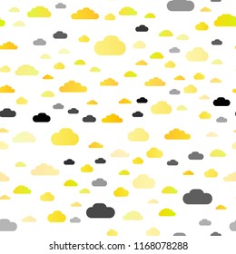 Light Yellow, Orange vector seamless backdrop with cumulus. Beautiful illustration with colorful sky, clouds. Design for textile, fabric, wallpapers.