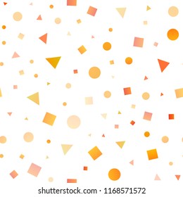 Light Yellow, Orange vector seamless pattern in polygonal style with circles. Glitter abstract illustration with spheres, squares, lines. Design for textile, fabric, wallpapers.