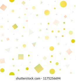 Light Yellow, Orange vector seamless texture in poly style with circles, cubes. Abstract gradient illustration with circles, triangles, cubes. Pattern for design of window blinds, curtains.
