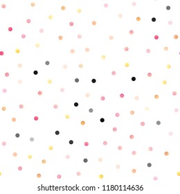Light Yellow, Orange vector seamless cover with spots. Modern abstract illustration with colorful water drops. Pattern can be used as texture of water, rain drops.