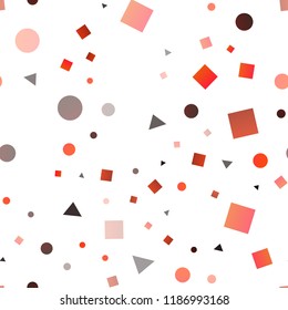 Light Yellow, Orange vector seamless pattern in polygonal style with circles. Decorative design in abstract style with lines, dots, cubes. Pattern for design of fabric, wallpapers.