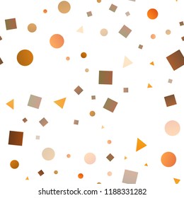 Light Yellow, Orange vector seamless layout with circles, lines, rectangles. Abstract gradient illustration with circles, triangles, cubes. Pattern for design of window blinds, curtains.