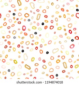 Light Yellow, Orange vector seamless template with spots. Modern abstract illustration with colorful water drops. Trendy design for wallpaper, fabric makers.