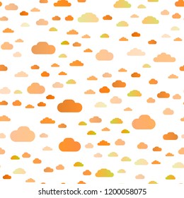 Light Yellow, Orange vector seamless texture with cloudy sky. Colorful illustration with abstract clouds. Pattern for design of window blinds, curtains.