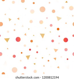 Light Yellow, Orange vector seamless cover in polygonal style with circles. Abstract gradient illustration with circles, triangles. Pattern for design of fabric, wallpapers.