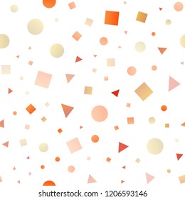 Light Yellow, Orange vector seamless pattern in polygonal style with circles. Abstract gradient illustration with circles, triangles, cubes. Pattern for trendy fabric, wallpapers.