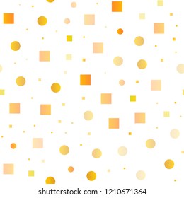 Light Yellow, Orange vector seamless pattern with spheres, squares. Glitter abstract illustration with cubes, circles. Design for textile, fabric, wallpapers.