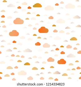 Light Yellow, Orange vector seamless texture with cloudy sky. Colorful illustration with abstract clouds. Pattern for design of fabric, wallpapers.