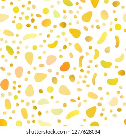 Light Yellow, Orange vector seamless cover with circles. Blurred bubbles on abstract backdrop with colorful gradient. Pattern for trendy fabric, wallpapers.