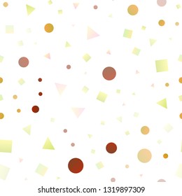 Light Yellow, Orange vector seamless backdrop with lines, circles, rhombus. Abstract gradient illustration with circles, triangles, cubes. Pattern for design of window blinds, curtains.