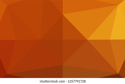 Light Yellow, Orange vector shining hexagonal background. Triangular geometric sample with gradient.  A completely new template for your business design.